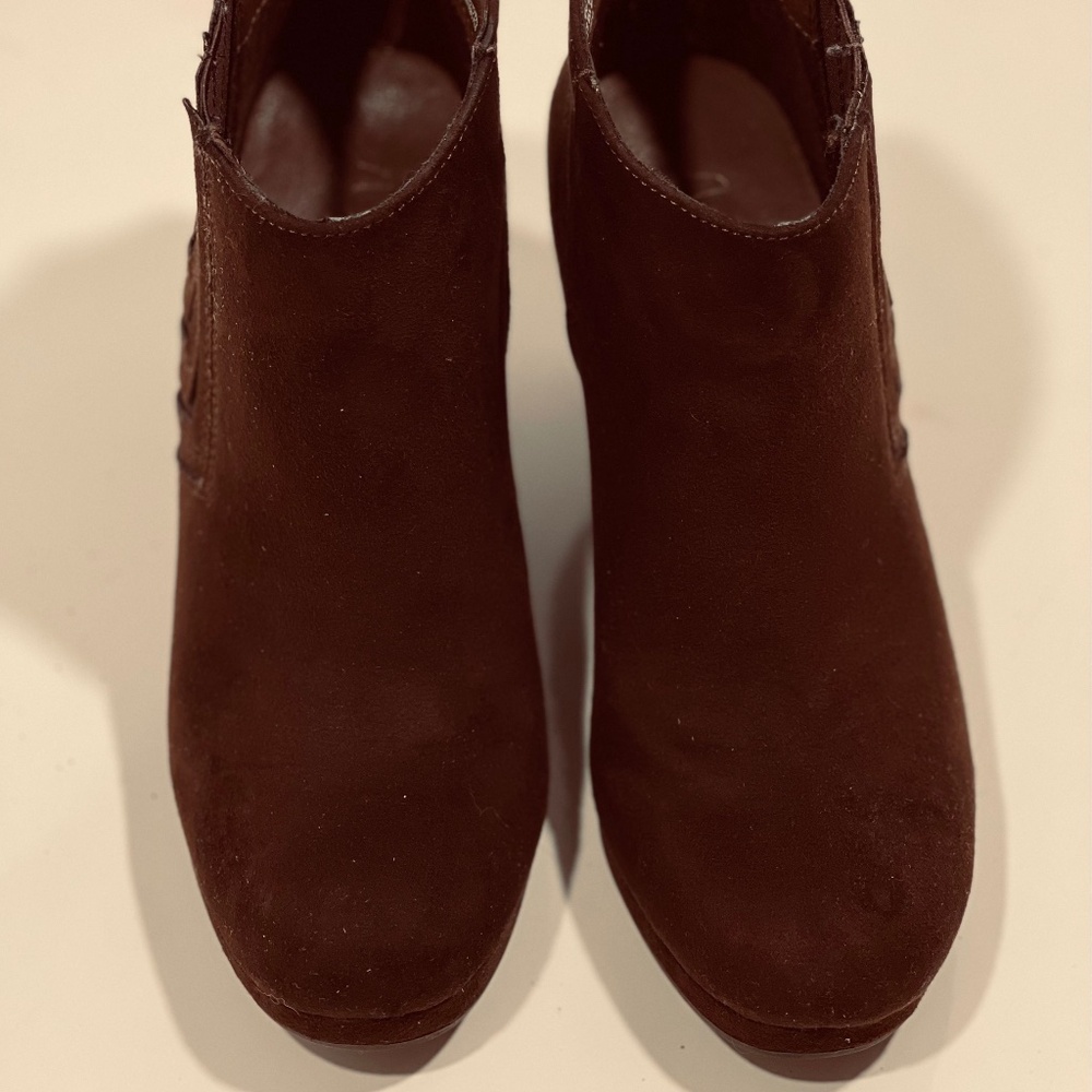 Juliette Wedge Booties (Brown) Women's size 6.5